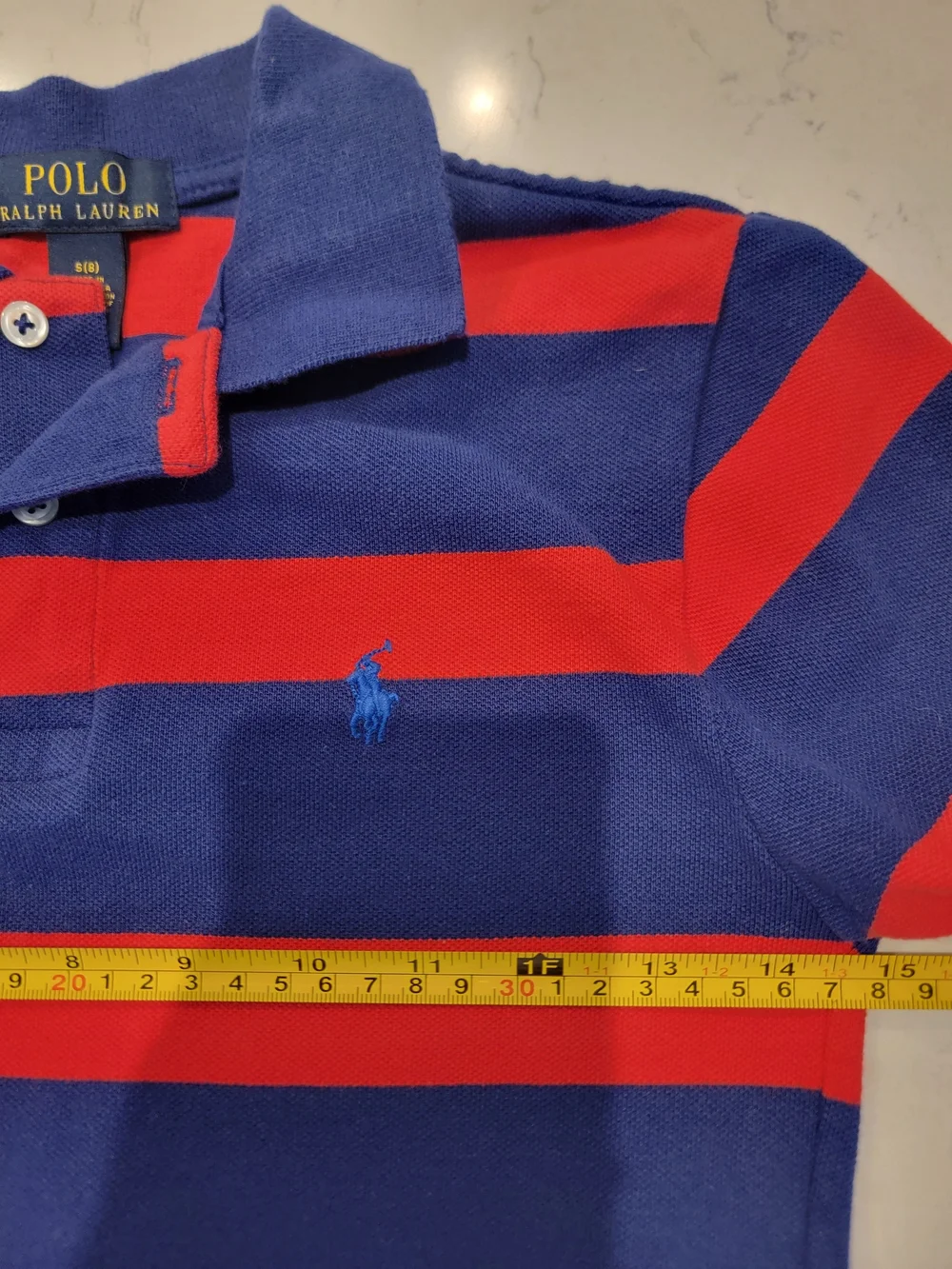 Polo Ralph Lauren Boys Size 8 Red Navy Stripe Cotton Polo Shirt Preppy kid BTS
